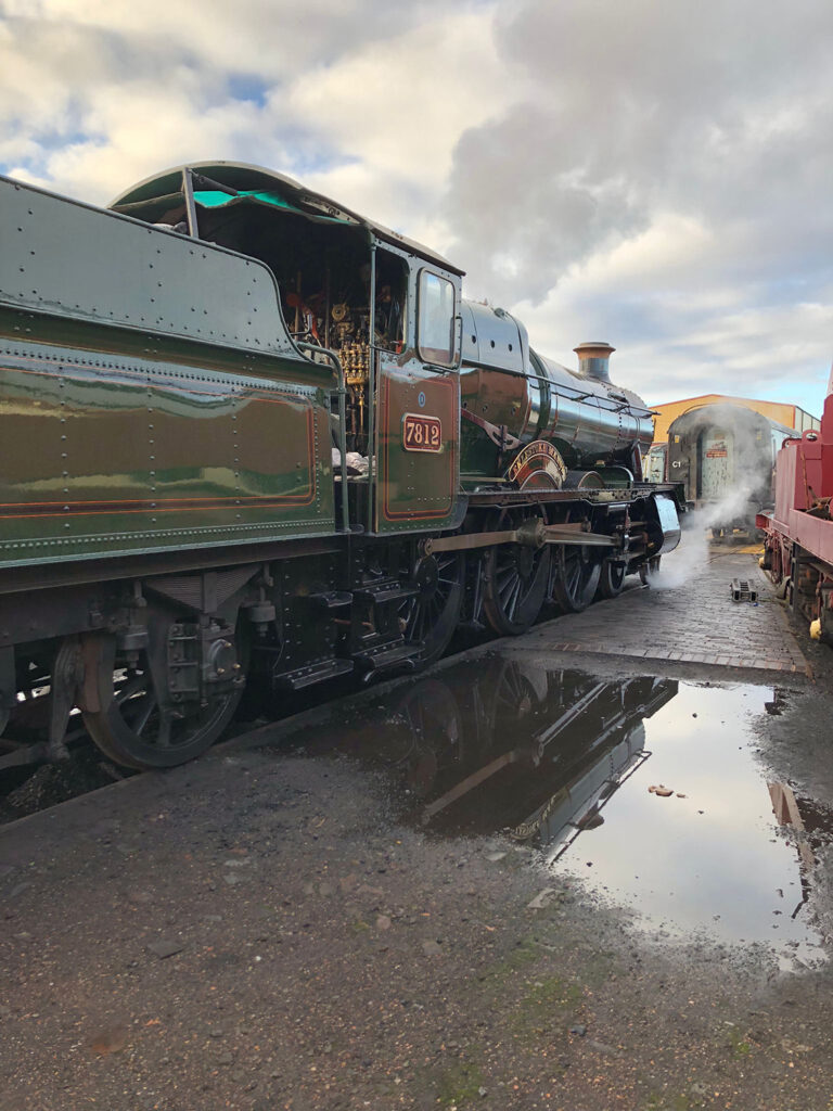 On 15th November, 7812 was steamed again for its boiler insurance exam and is seen here at Tyseley with the safety valves correctly lifting [Photo: Paul Fathers]: