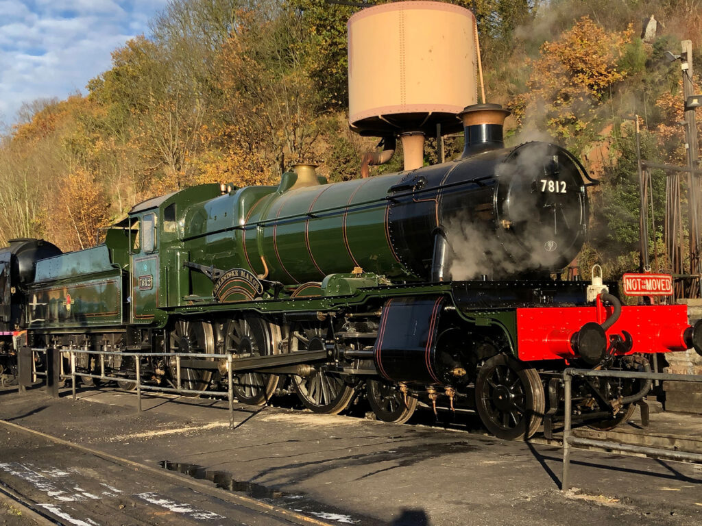 7812 Erlestoke Manor basks in the sunshine back on the rock siding at Bewdley for the first time since 2017 while being prepared for her second test steaming day on 8th December [Photo: Paul Fathers