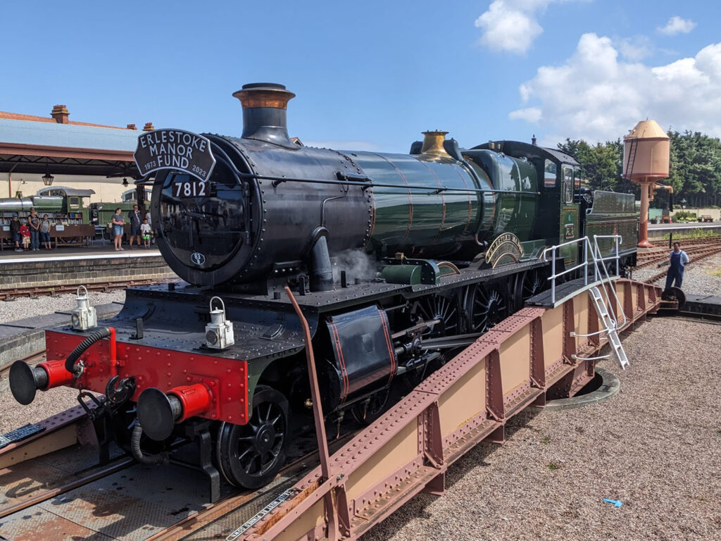 7812 on WSR Minehead turntable in 2023 – credit A Hassell